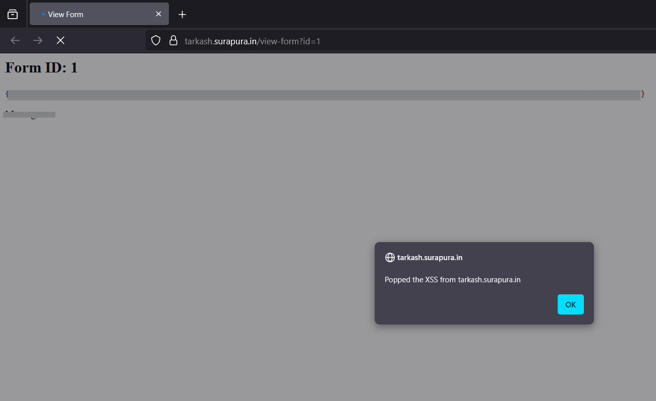 Form Submission Screenshot