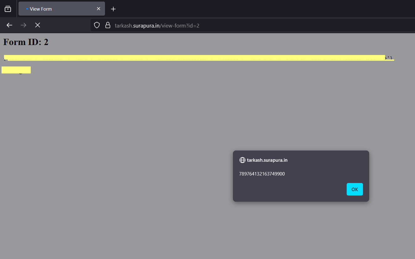 Form Submission Screenshot